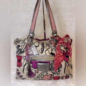 Rare Coach Poppy Graffiti Floral Art Bag